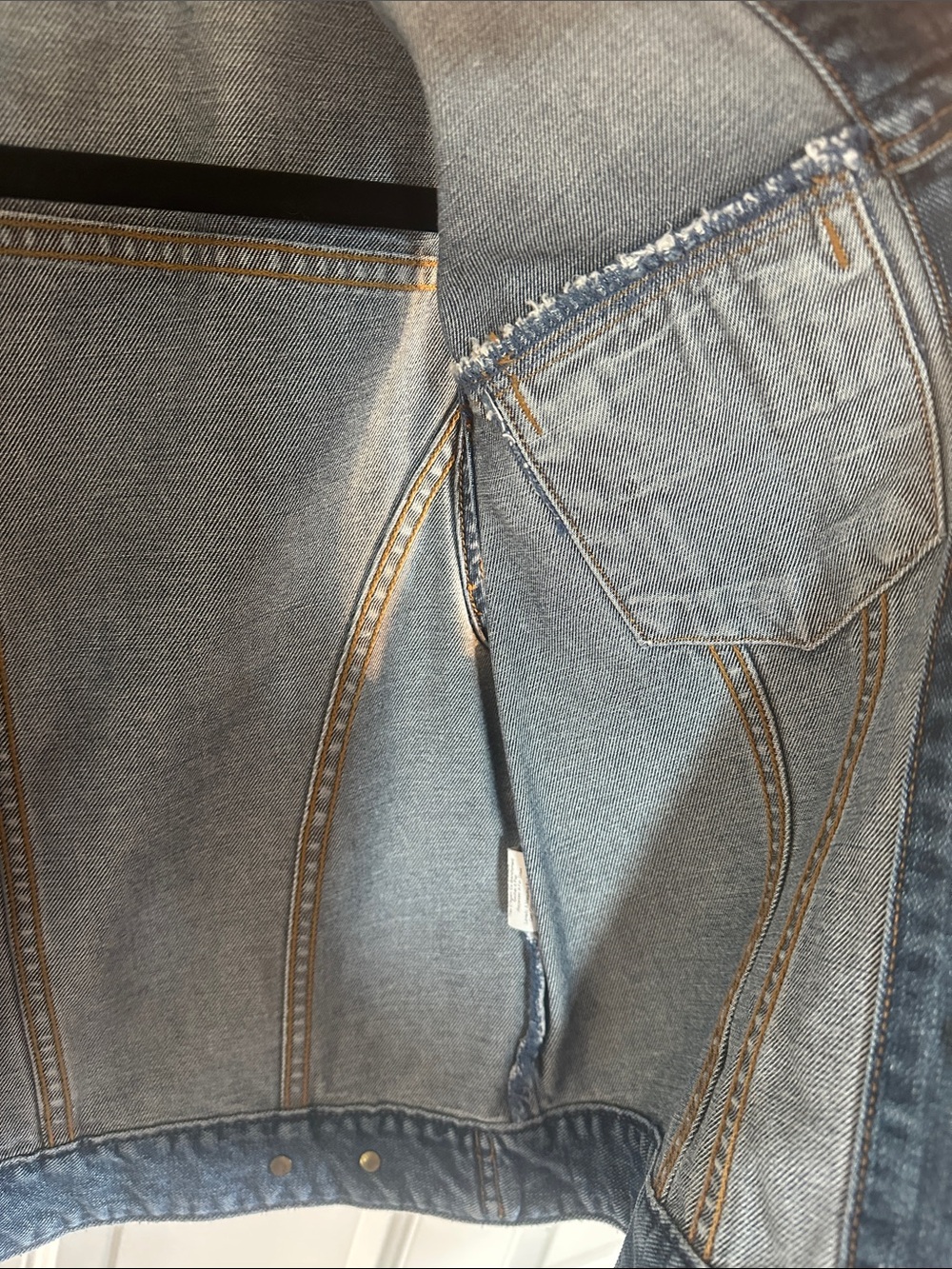 DKNY Blue Denim Sleeveless Jacket with Brass Buttons - Picture 10 of 12